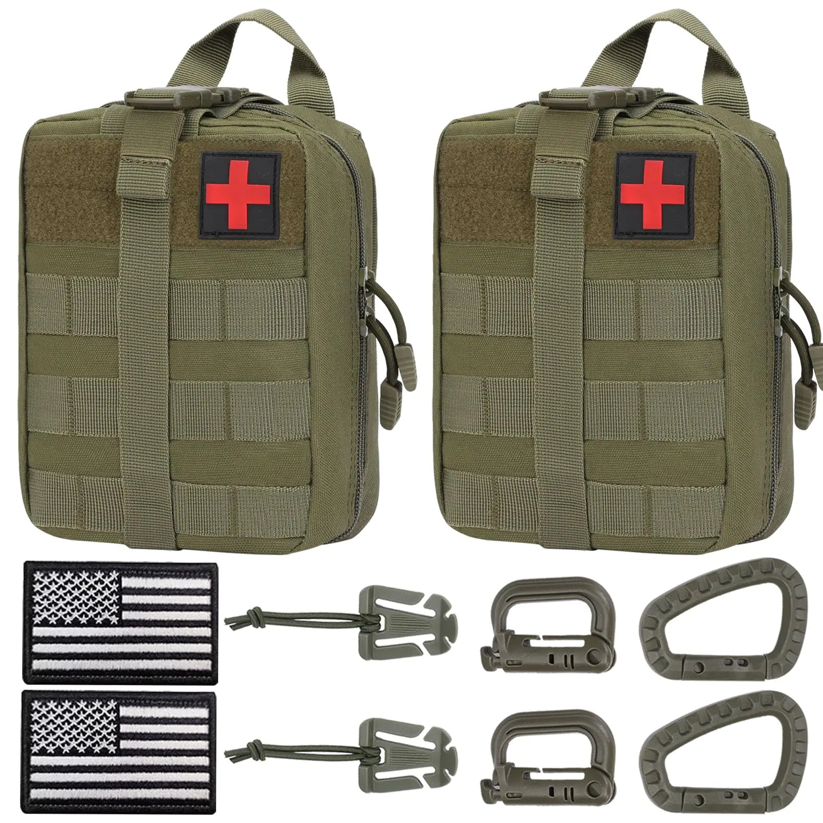 🎒: Tactical First Aid Pouch 2-Pack - 1000D IFAK MOLLE EMT Medical Bags