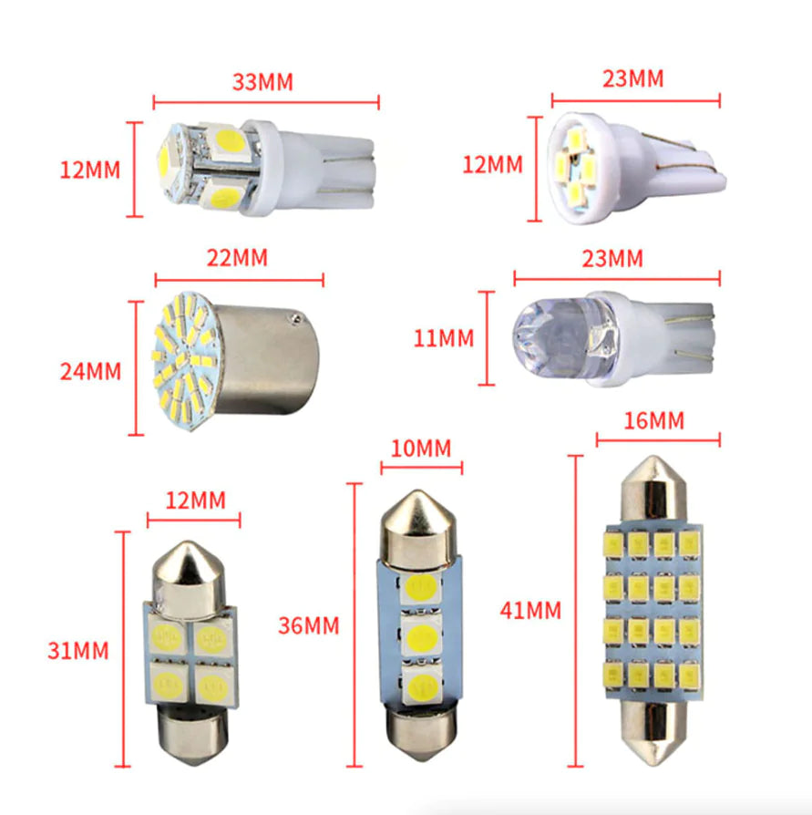 🚗: 28pcs Car Interior LED Light Kit - Complete White Combo Bulb Set