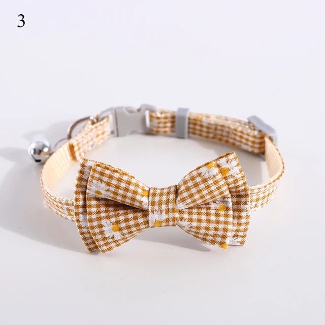 🎀: Plaid Print Pet Bow Tie Collar - Dapper Style Accessory