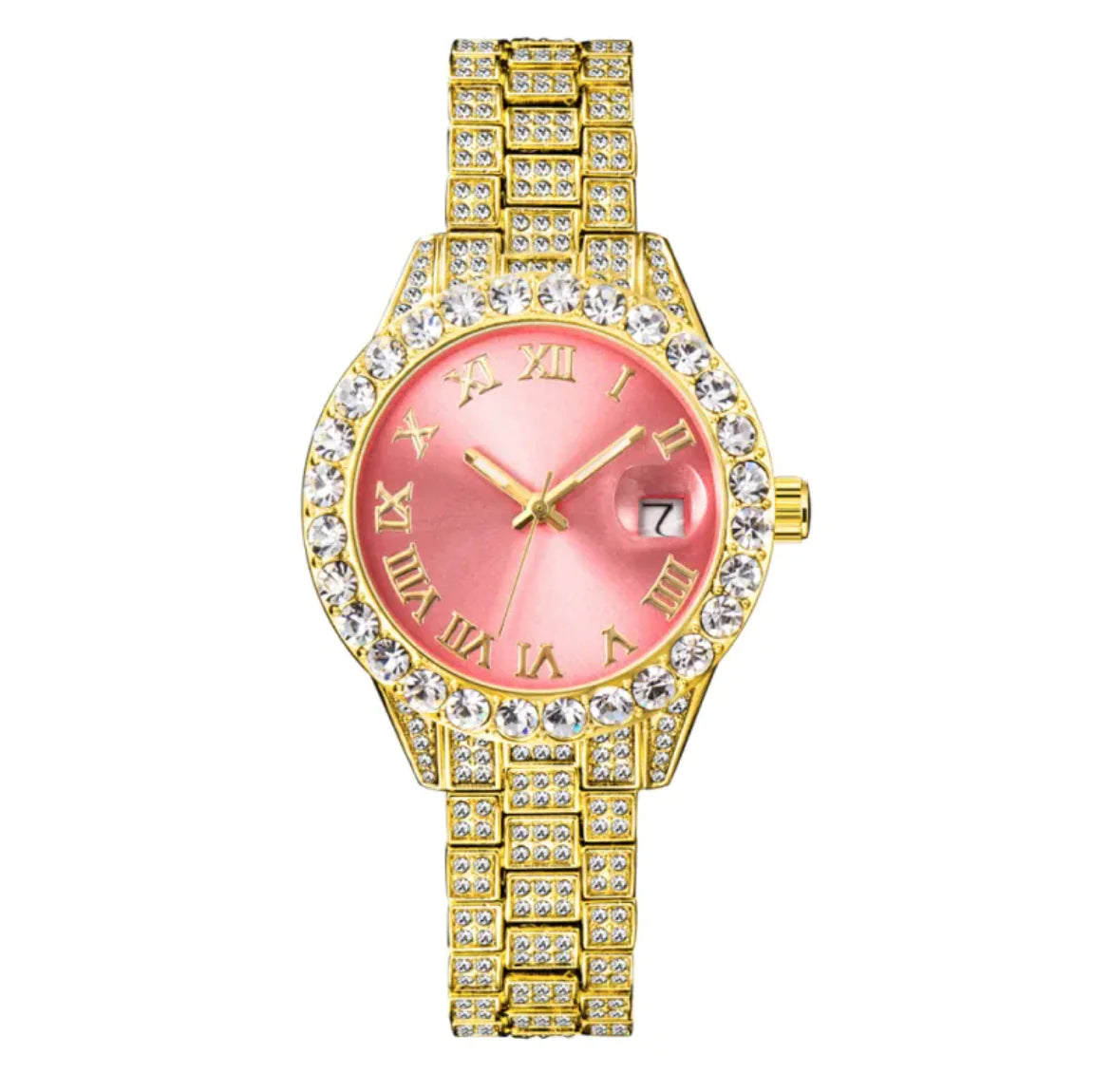 💎: Luminous Women's Quartz Watch - Diamond Inlaid Waterproof with Calendar