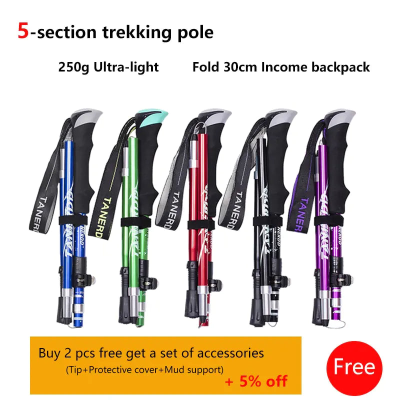 🥾: Outdoor Folding Trekking Pole - Portable Camping Walking Hiking Stick