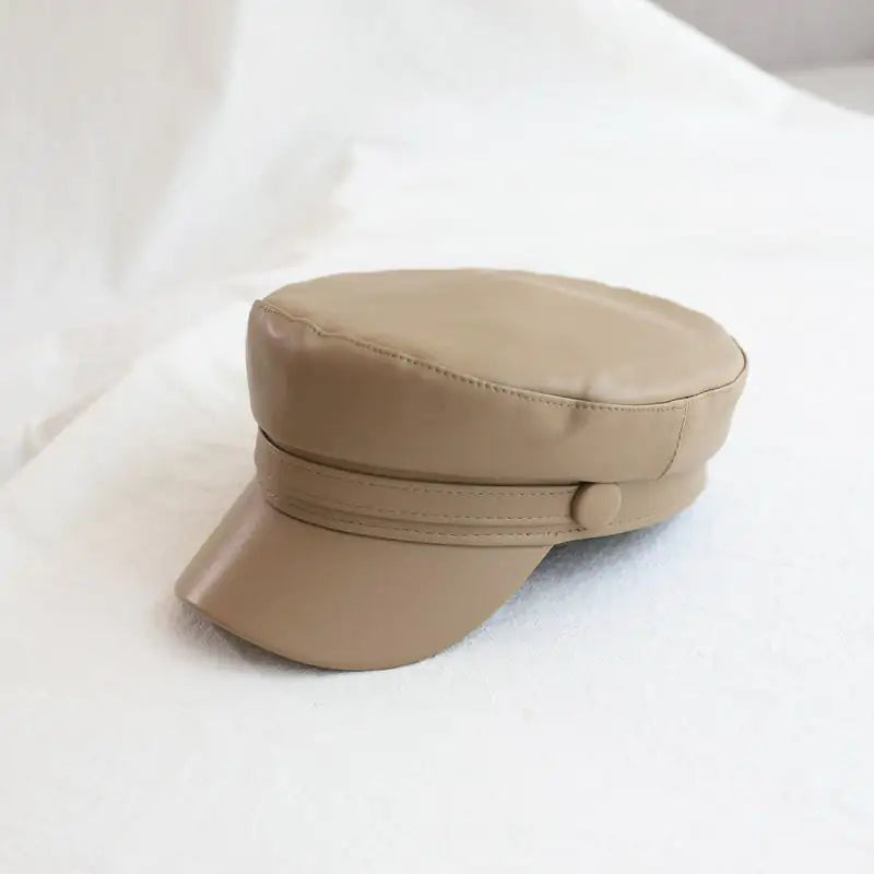 🎩: Retro Casual Leather British Octagonal Hat - Vintage Flat-Top Cap