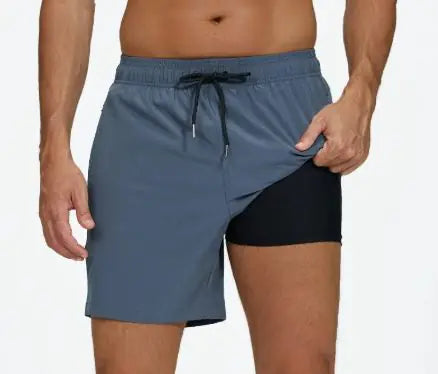 🏊: Men's Quick-Dry Double-Layer Beach Swim Trunks - Premium Comfort Swimwear