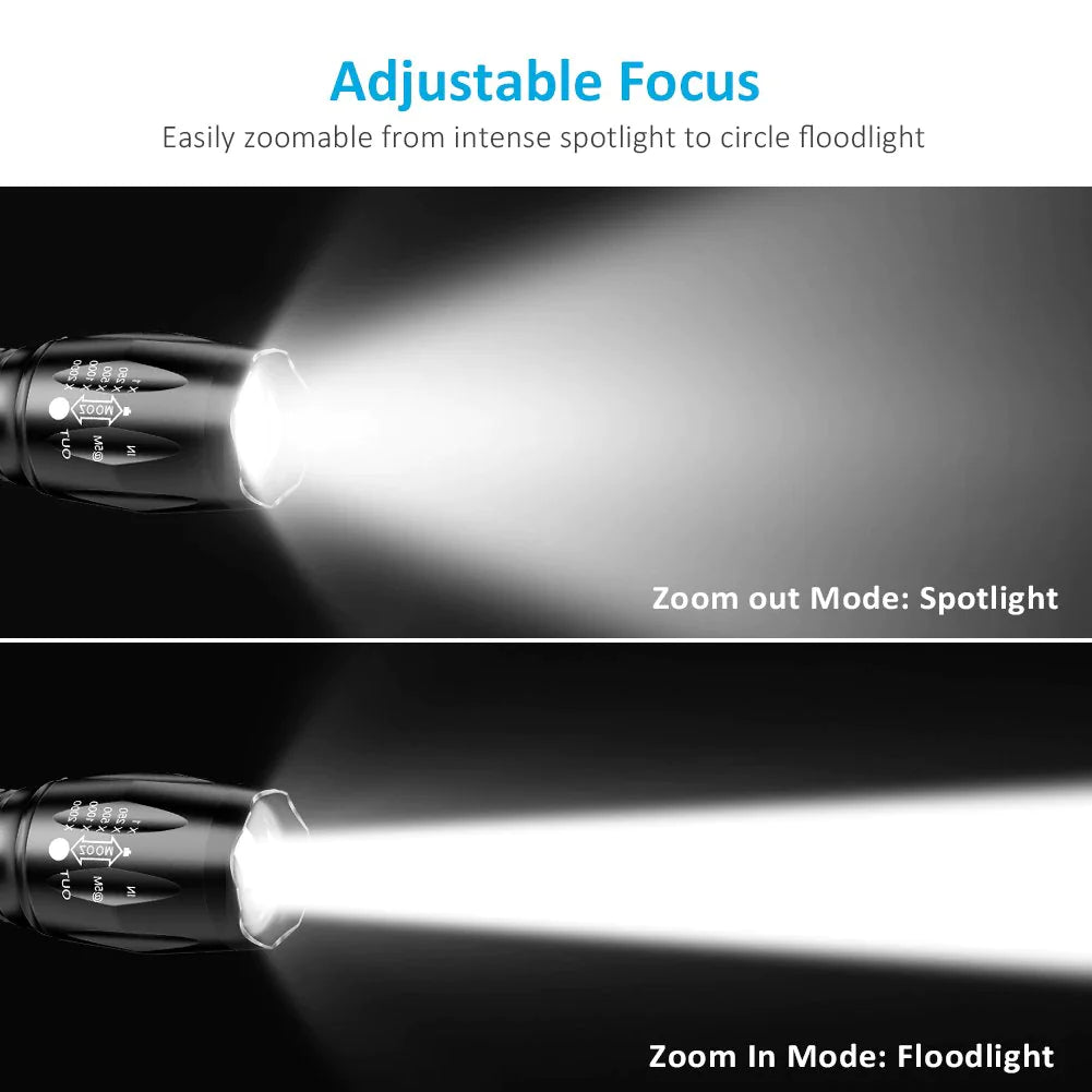 🔦: Super-Bright 90000LM LED Tactical Flashlight - 5 Modes Zoomable Torch