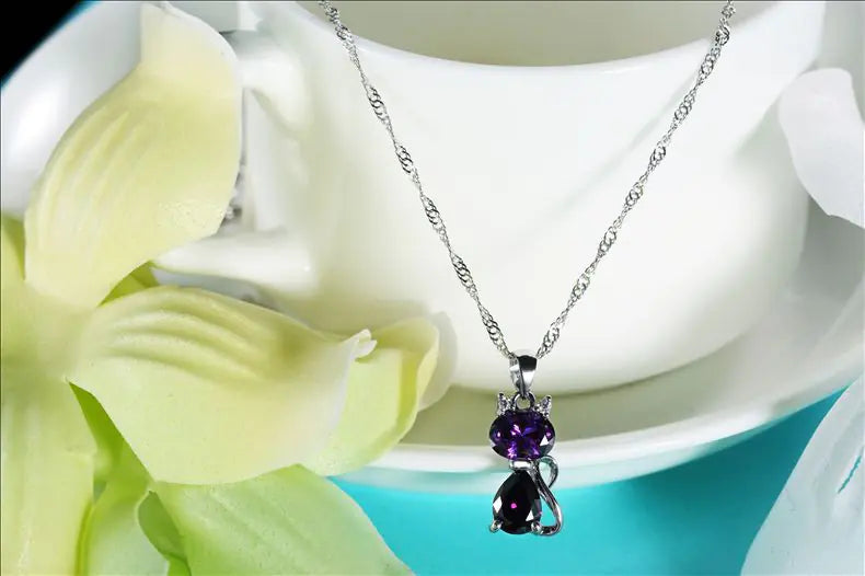 💎: 925 Sterling Silver Cat Pendant Necklace - Adorable Feline Charm Jewelry