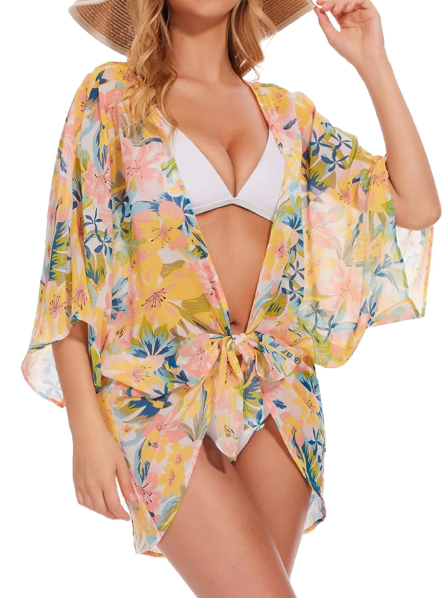 🏖️: Breezy Lane Chiffon Beach Cover Up - Flowy Kimono Swimsuit Coverup