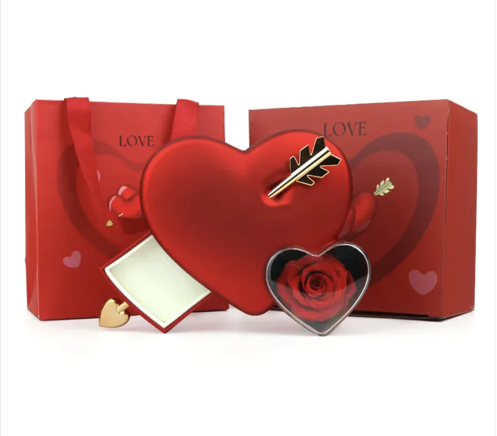 💎: Arrow Through Heart Rose Gift Box - Romantic Valentine's Day Jewelry Storage