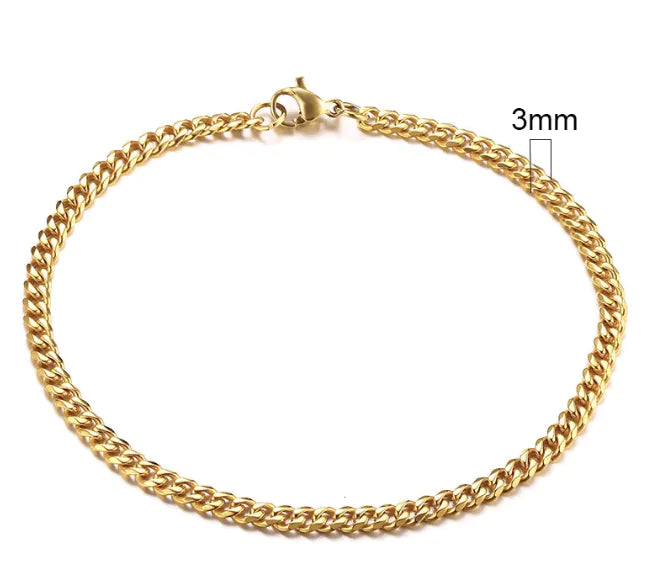 ⛓️: Stainless Steel Gold Plated Cuban Chain Bracelet for Men
