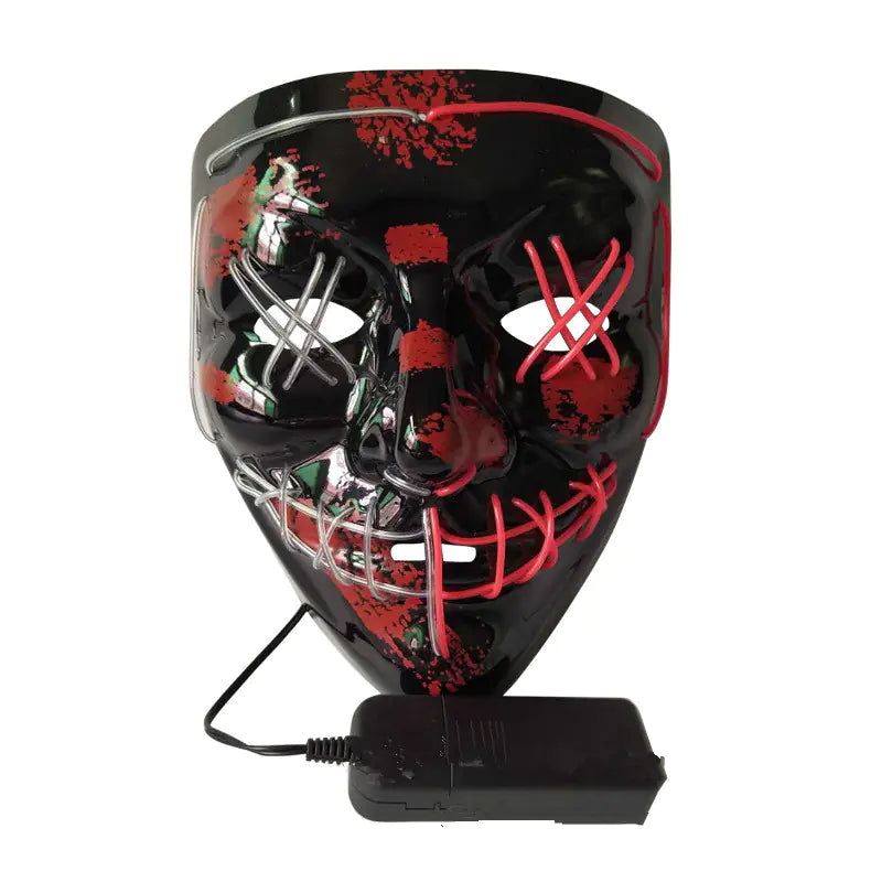 🎭: Black V Light-Up LED Mask - Two-Color Halloween Costume Prop