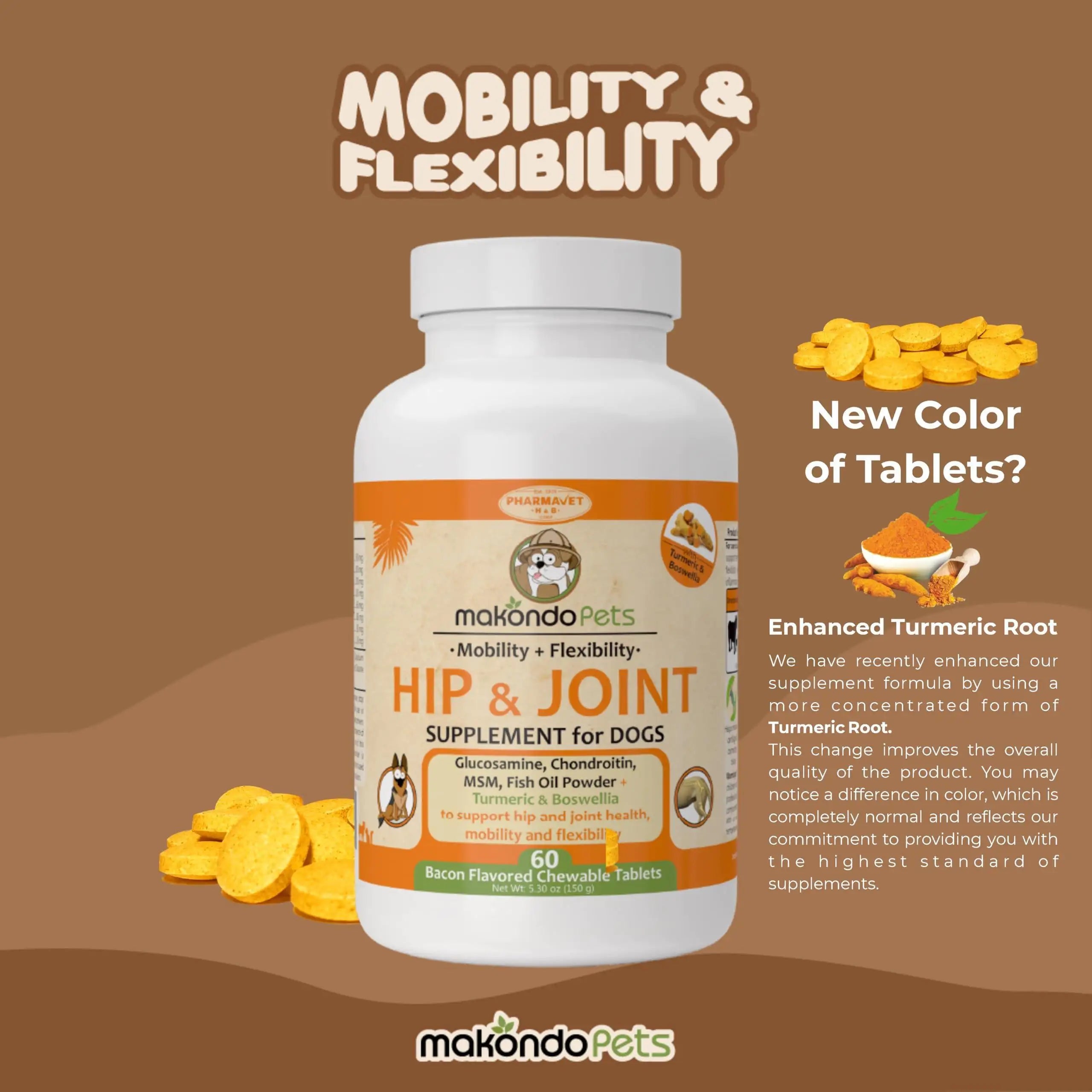 🦴: Dog Hip & Joint Supplement - Glucosamine Chondroitin MSM Turmeric