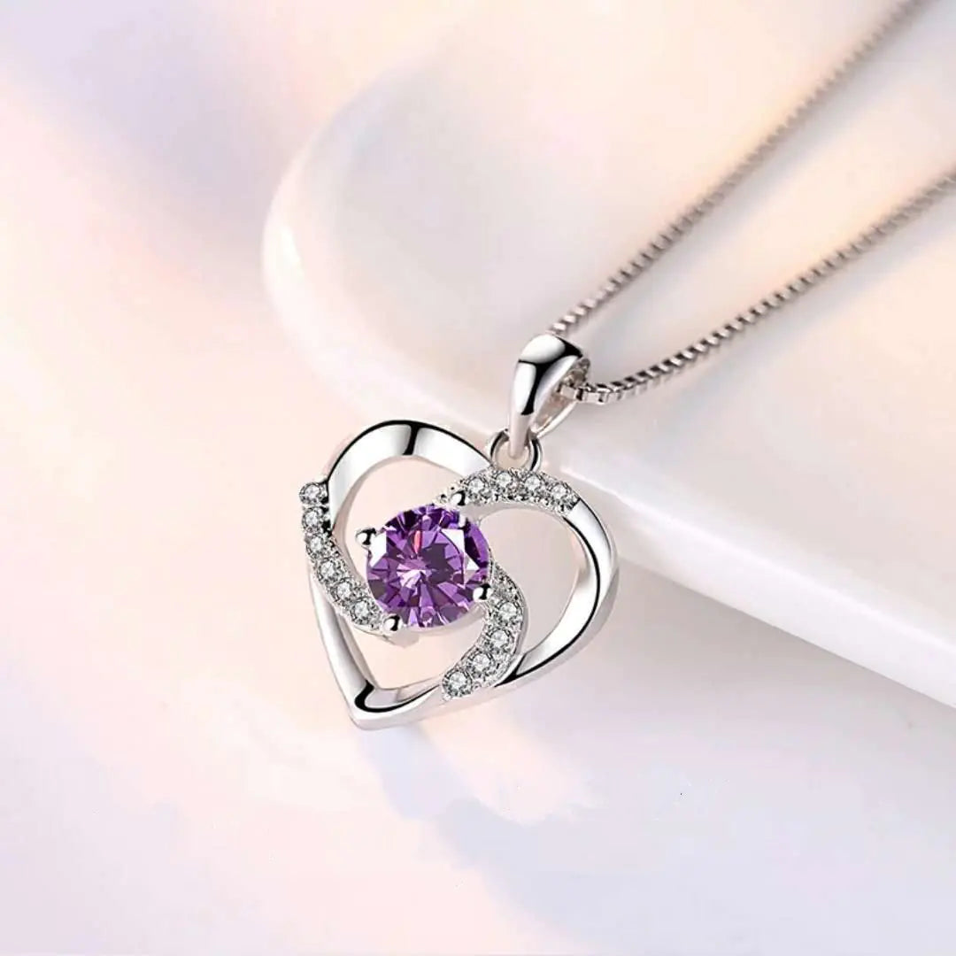 💎: 925 Silver Plated Blue Crystal Heart Necklace - Elegant Pendant Jewelry