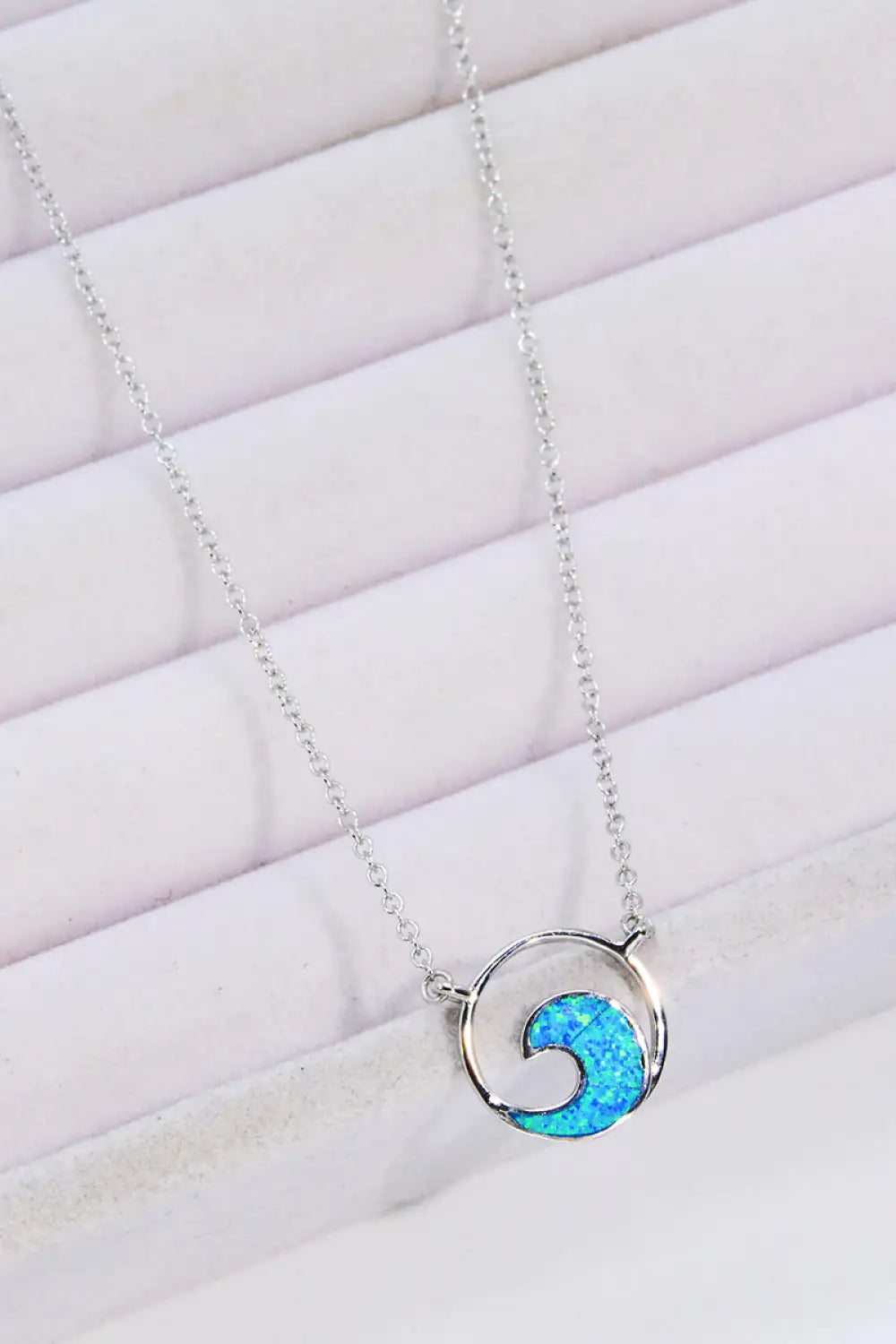 🌊: Opal Crest Wave Silver Necklace