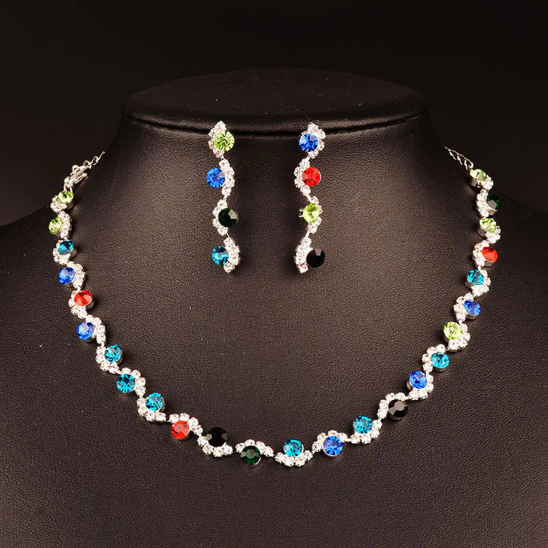 💎: Korean Style Bride Necklace and Earring Set - Elegant Wedding Jewelry Collection