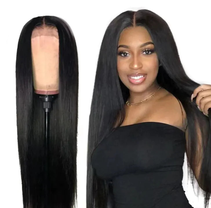 🖤: Lace Black Wig - Natural Front Lace Synthetic Hair