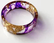 💎: Colorful Handmade Resin Ring with Dried Flowers & Gold Foil - Botanical Art Jewelry