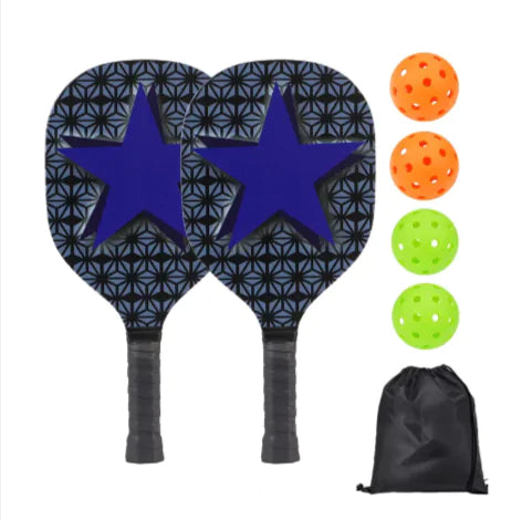 🏓: UV Print Pickleball Paddle Set - Complete Poplar Wood Kit with Balls & Storage