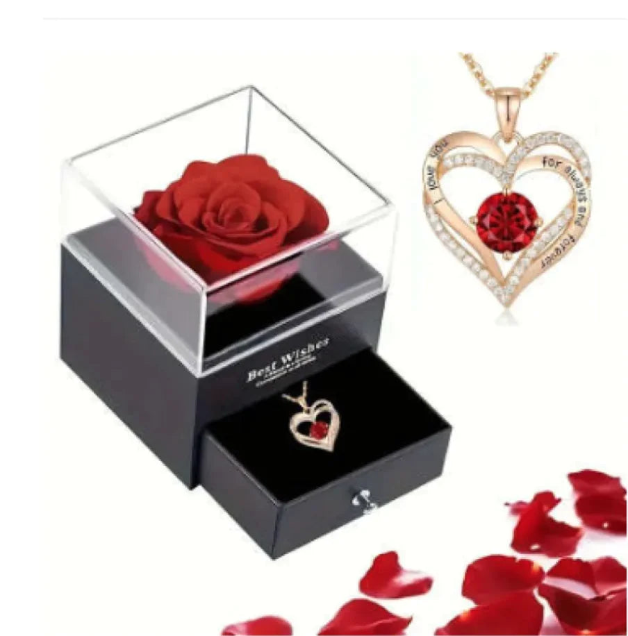 🌹: Preserved Rose Jewelry Box Necklace
