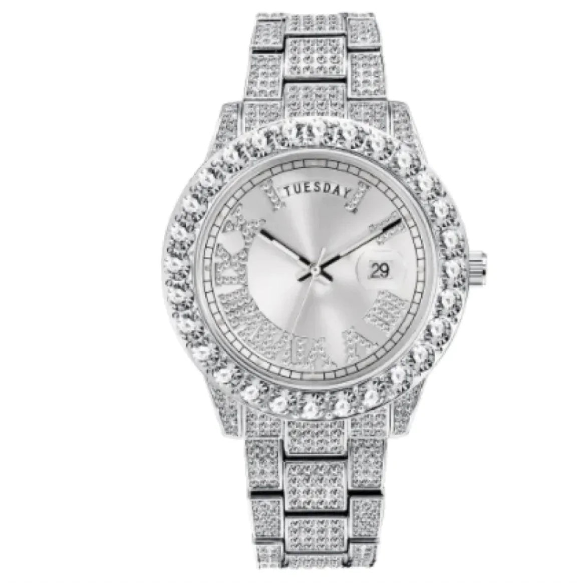 💎: Luminous Women's Quartz Watch - Diamond Inlaid Waterproof with Calendar