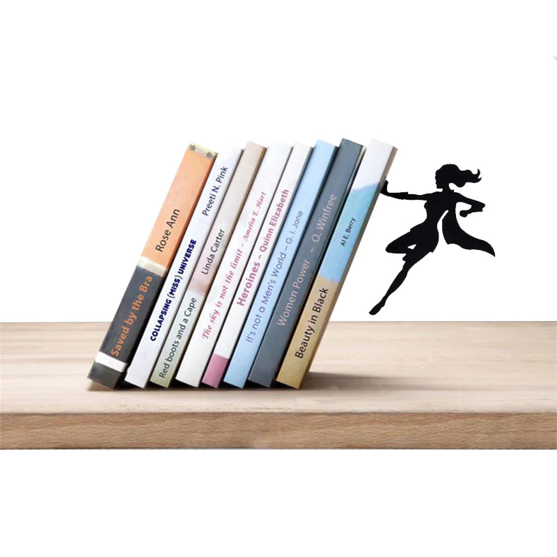 📚: Premium Metal Bookstand & Bookend - Superhero Design Book Organizer