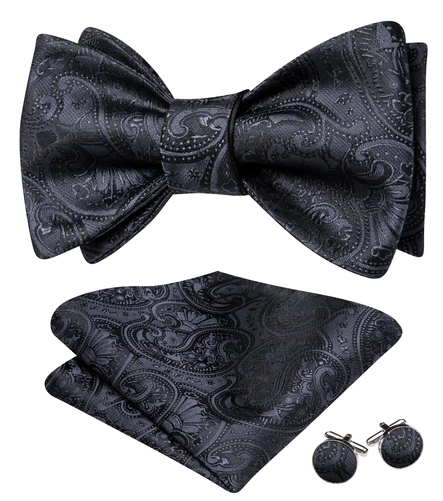 🎀: Premium Men's Silk Bow Tie Set - Self-Tied Paisley Wedding Formal Wear