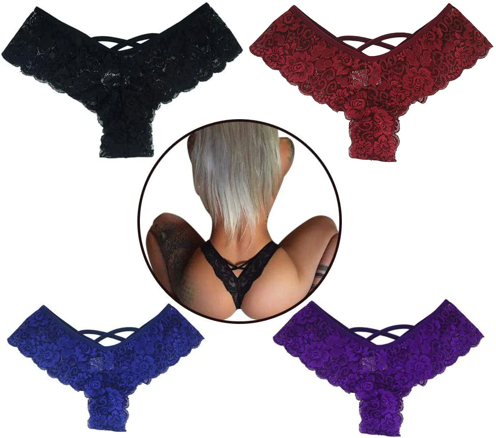 💋: 4-Pack Women's Lace Underwear Set - Sexy Lingerie Collection Plus Size
