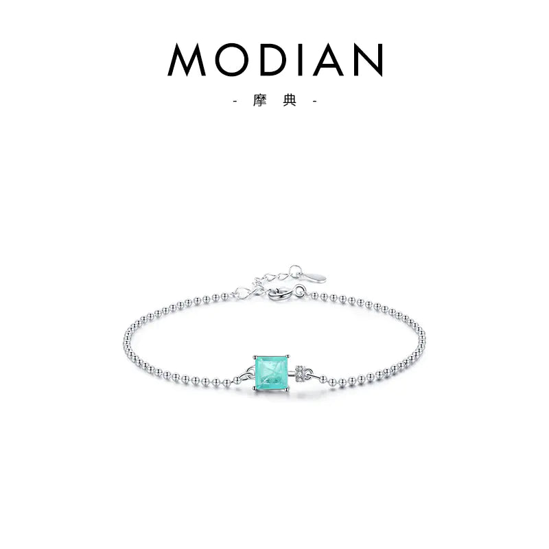 💎: S925 Sterling Silver Paraiba Tourmaline Bead Bracelet - Luxury Gemstone Jewelry