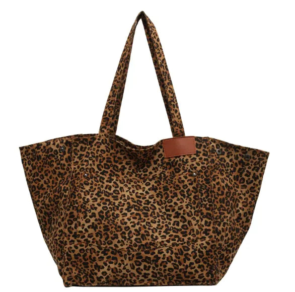 🐆: Leopard Print Canvas Tote Bag - Bold Urban Simplicity Style