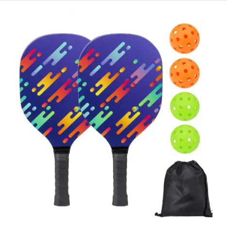🏓: UV Print Pickleball Paddle Set - Complete Poplar Wood Kit with Balls & Storage