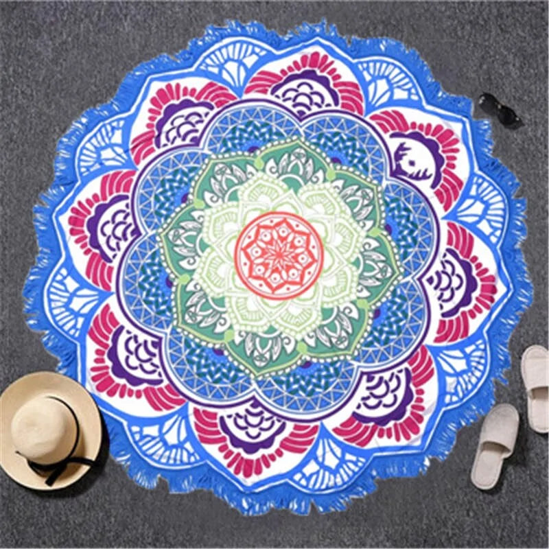 🪷: Lotus Printed Beach Towel - Soft Absorbent Quick-Dry Beach Essential