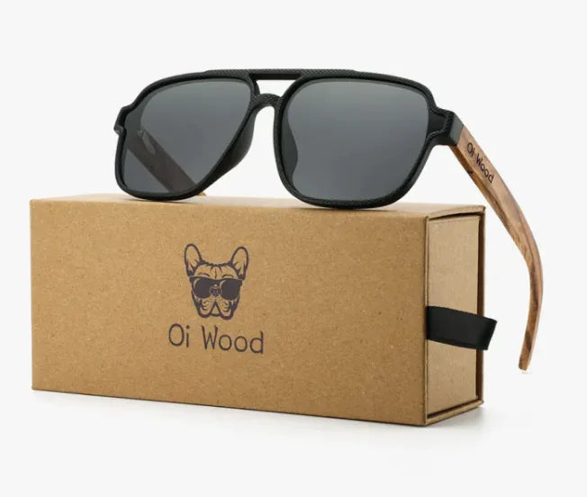 🌿: Vintage Wooden Polarized Sunglasses - Eco-Friendly UV Protection