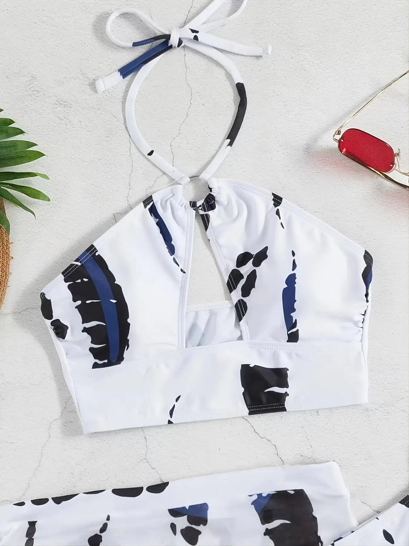 🌈: Ring-Linked Halter Tie Dye Bikini - Bohemian Two-Piece Swimwear