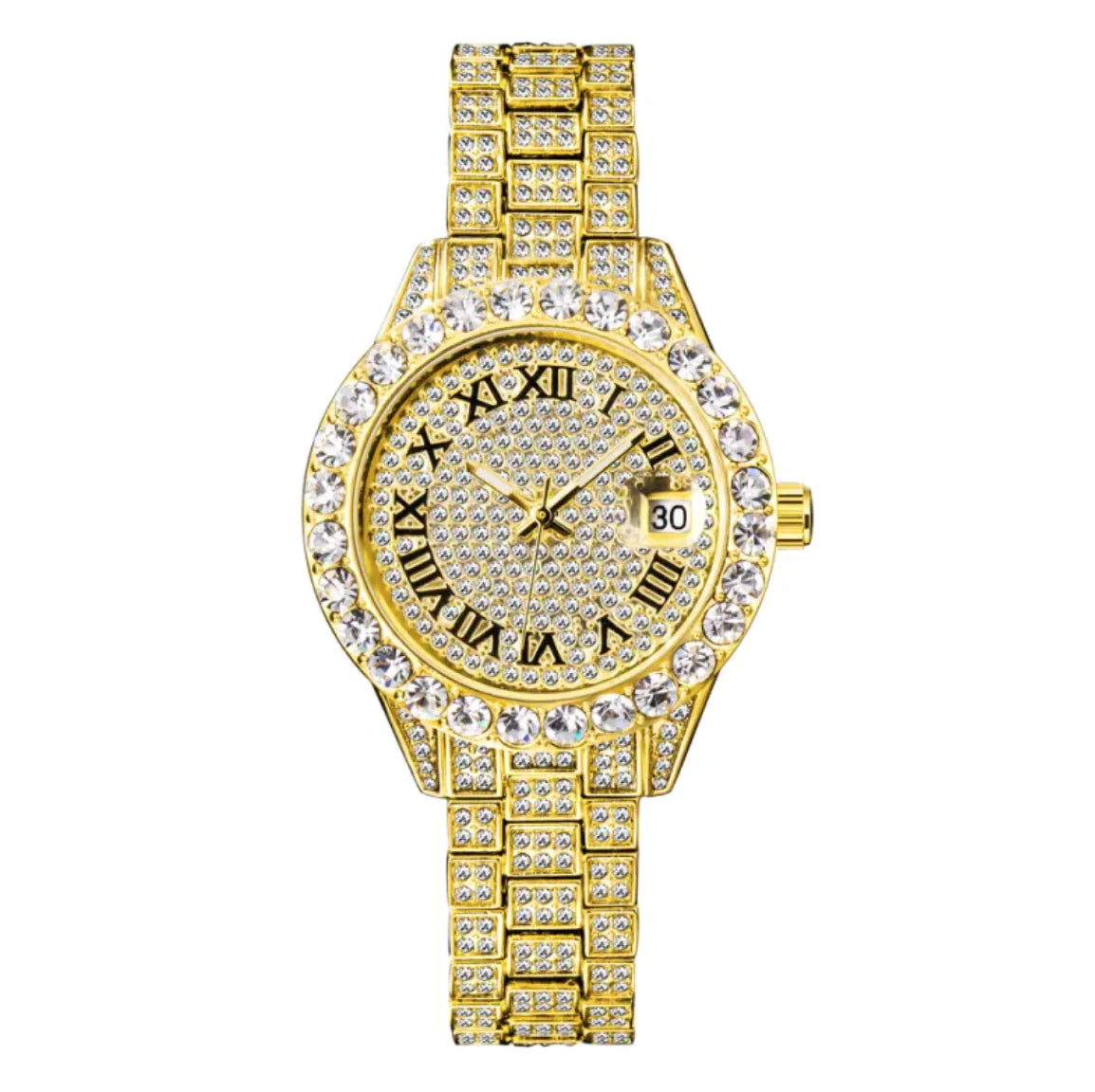 💎: Luminous Women's Quartz Watch - Diamond Inlaid Waterproof with Calendar