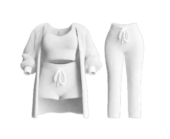 🧶: Knitted Plush 4-Piece Cozy Set - Soft Comfort Collection