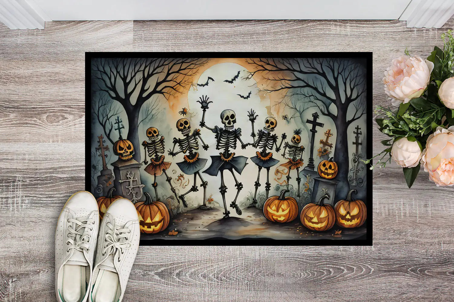 🎃: Dancing Skeletons Spooky Halloween Doormat