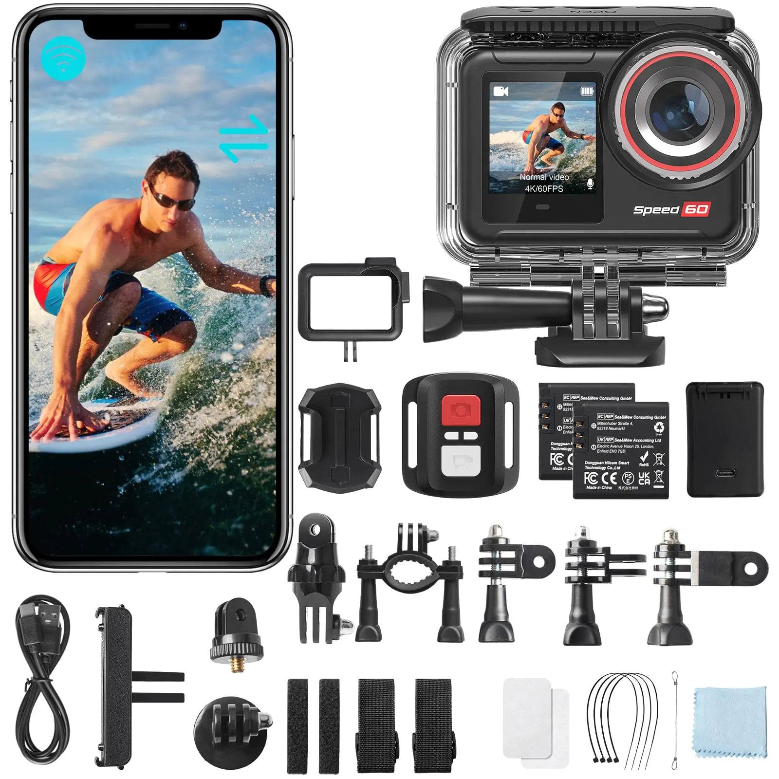 📹: Hiicam Action Camera 4K60FPS - 48MP Waterproof Vlog Camera with Touch Screen