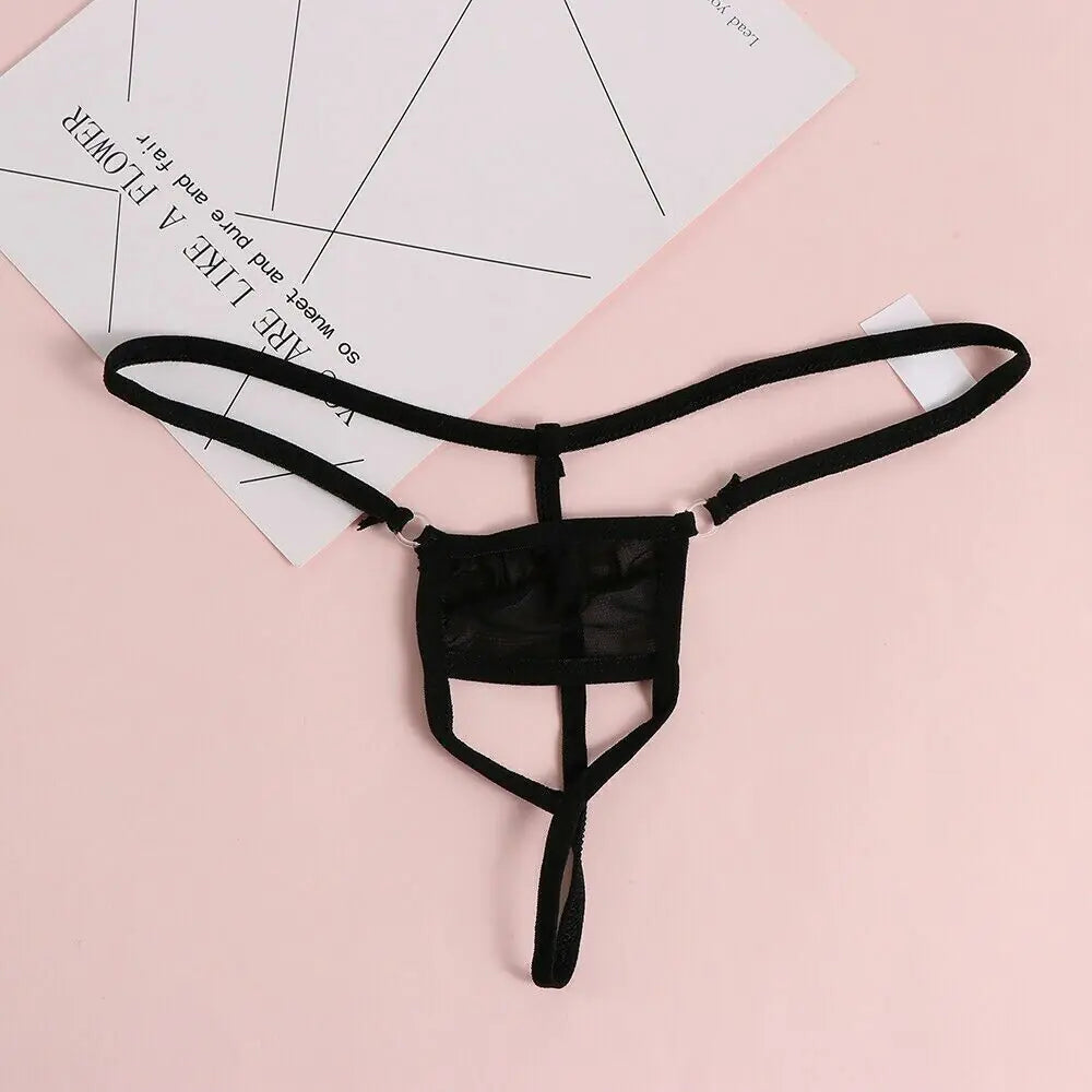 💋: Sexy Lace Thong G-String - Crotchless Mesh Lingerie Panties