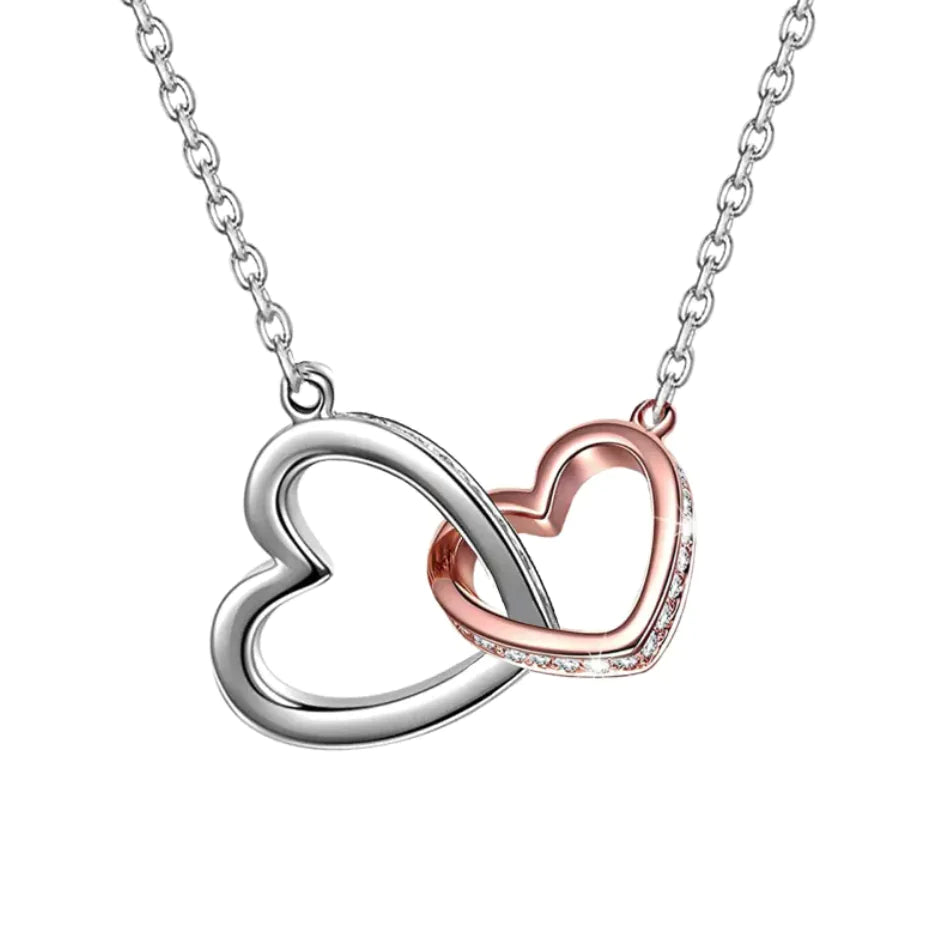💕: Silver Double Heart Mood Necklace