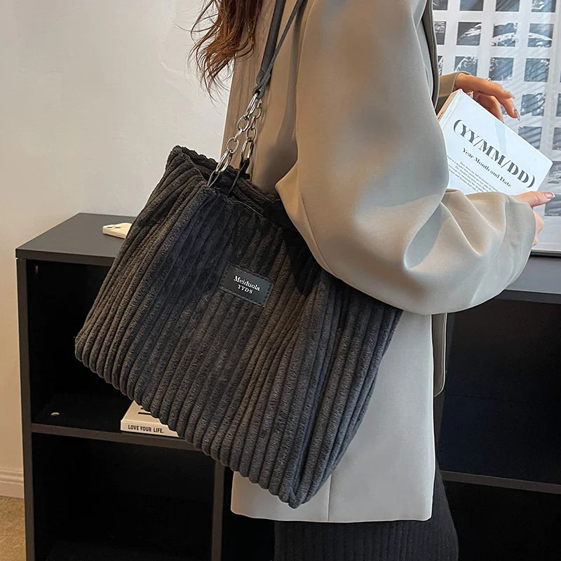 👜: Retro Corduroy Shoulder Bag - European American Style