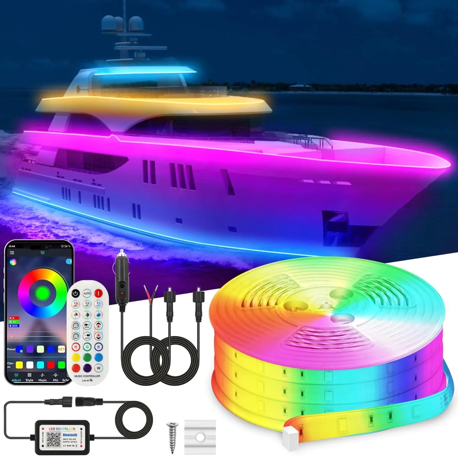 🚤: VIDLULTD 50FT Marine Boat LED Strip Lights - IP67 Waterproof RGB with Extension Cable