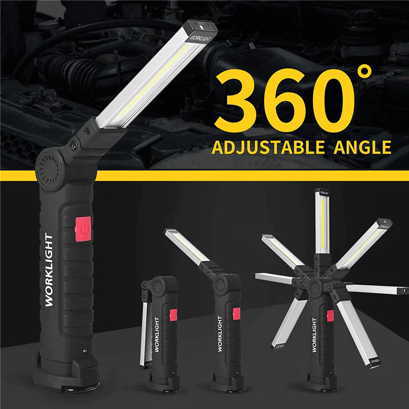 🔦: Rechargeable LED COB Work Light - Magnetic Base Mechanic Flashlight