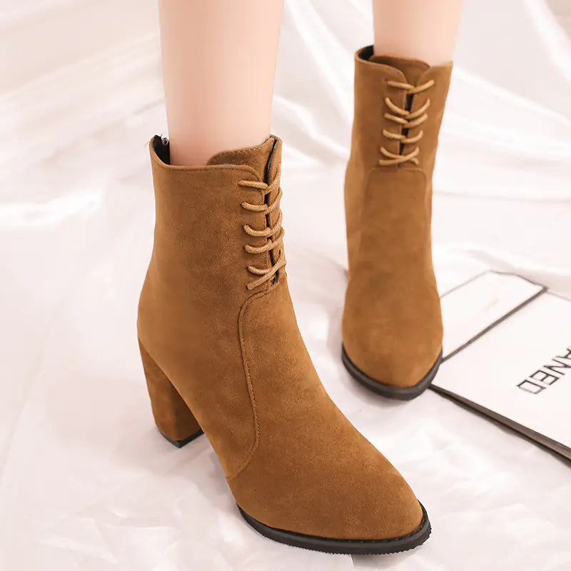 🥾: Luxurious Martin Boots - Mid-Calf Chunky Heel Boots for Women