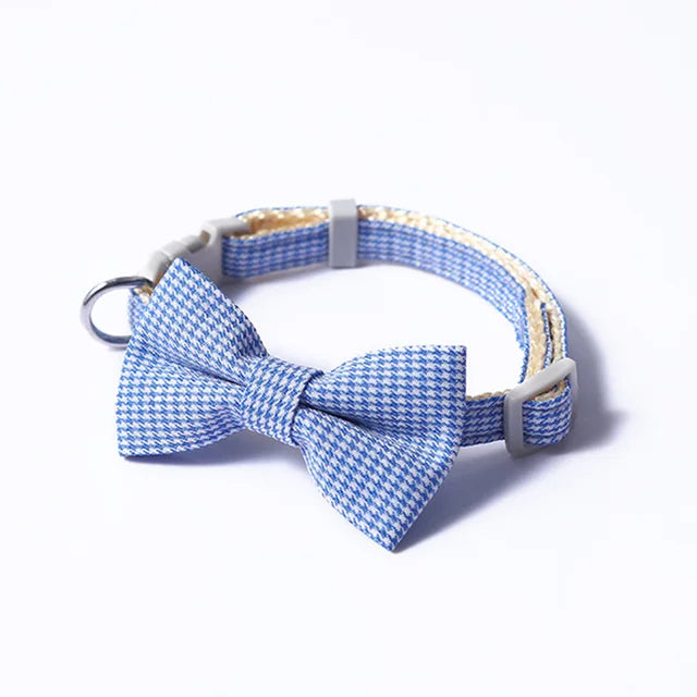 🎀: Plaid Print Pet Bow Tie Collar - Dapper Style Accessory
