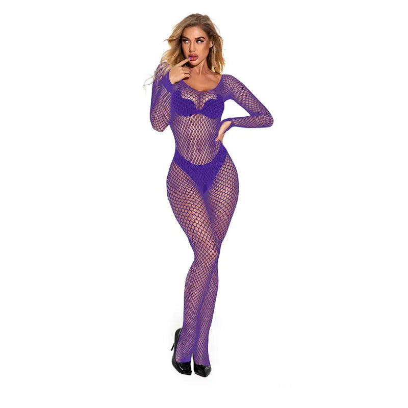 🕸️: Lace Bodystocking with Open Crotch and Straps - Seductive Full Body Lingerie