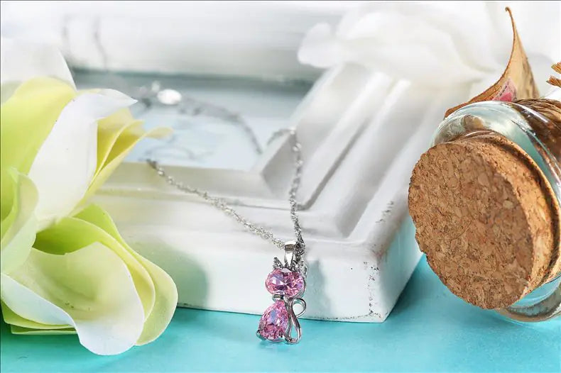 💎: 925 Sterling Silver Cat Pendant Necklace - Adorable Feline Charm Jewelry