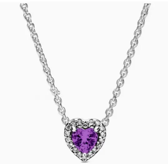 💎: 925 Silver Birthstone Diamond Necklace - Color Gemstone Pendant Jewelry