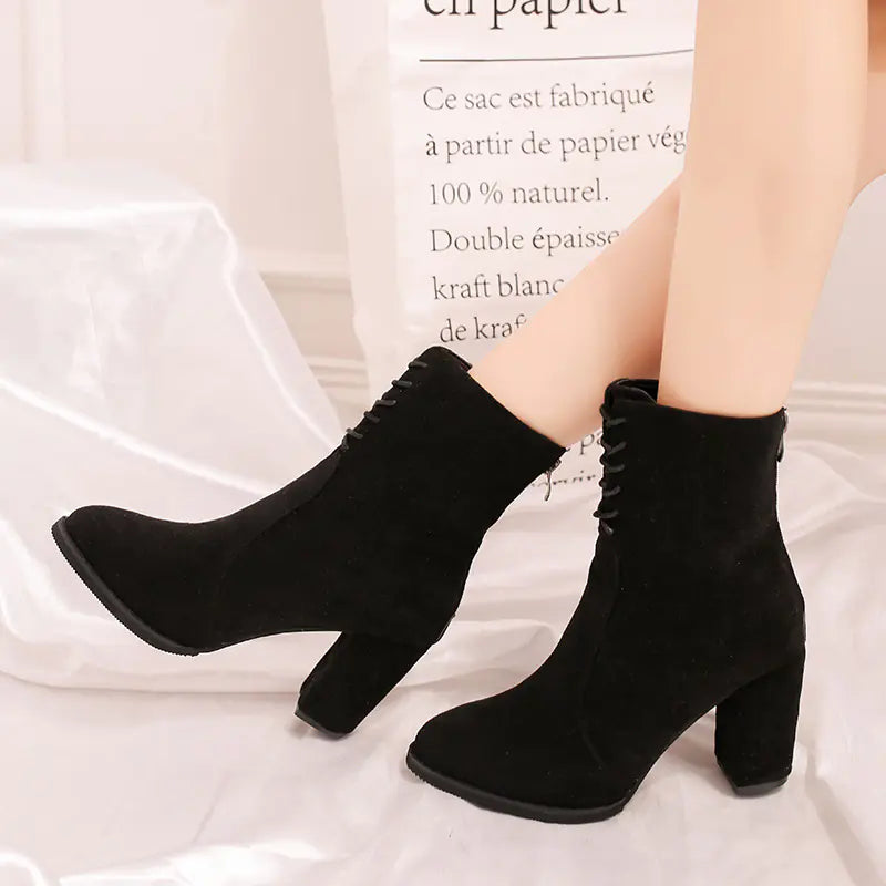 🥾: Luxurious Martin Boots - Mid-Calf Chunky Heel Boots for Women