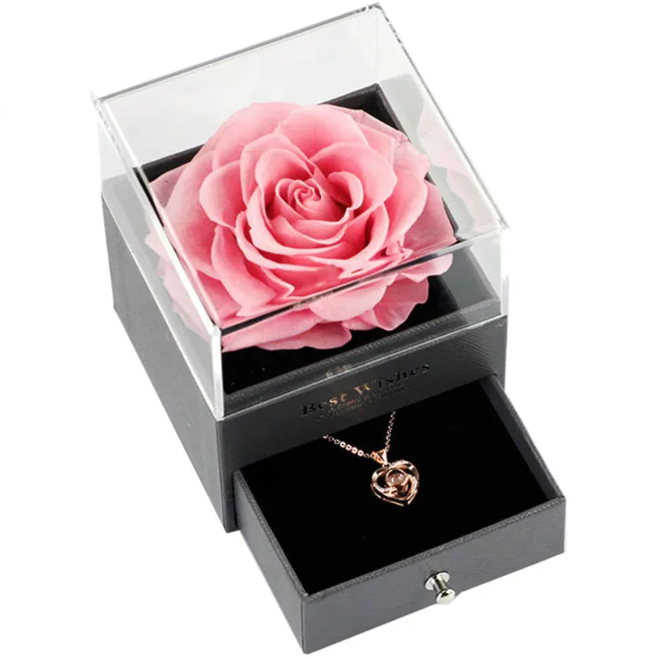 🌹: Preserved Rose Jewelry Box Necklace