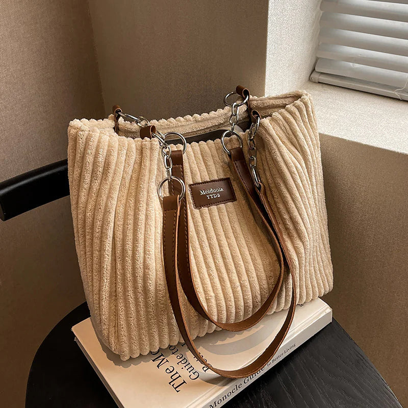 👜: Retro Corduroy Shoulder Bag - European American Style