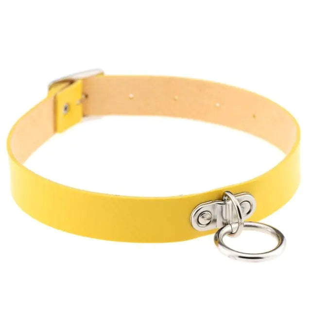 🖤: PU Leather Gothic Choker with Chain - Edgy Fashion Statement