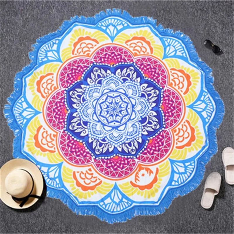 🪷: Lotus Printed Beach Towel - Soft Absorbent Quick-Dry Beach Essential